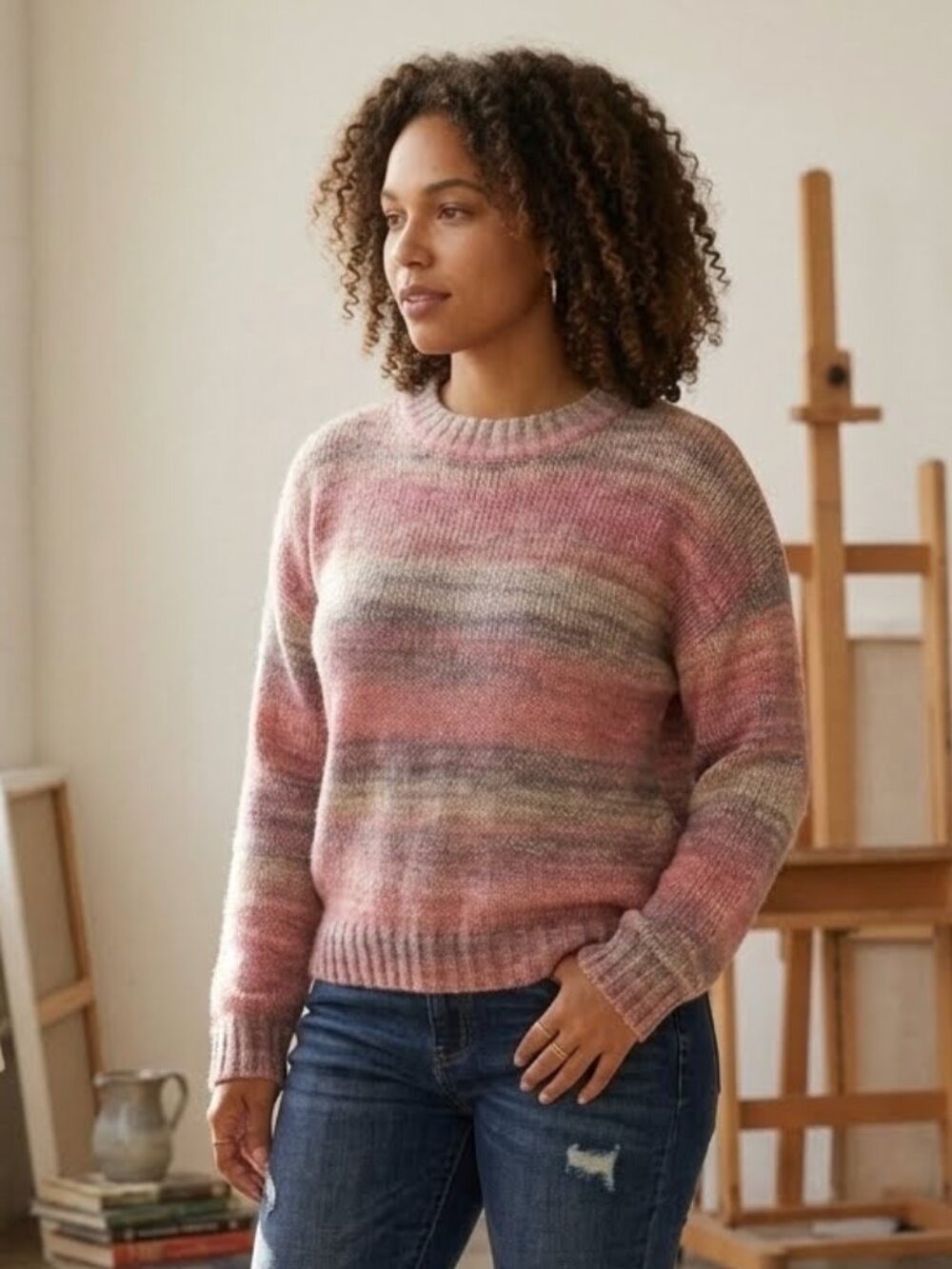 Bobeau Crewneck Pink Sweater Size‎ XL
